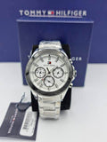  Shop Authentic Tommy Hilfiger Hudson Chronograph White Dial Silver Steel Strap Watch For Men - 1791227 - Luxxuri
