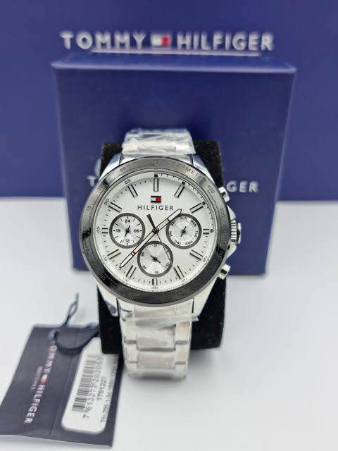  Shop Authentic Tommy Hilfiger Hudson Chronograph White Dial Silver Steel Strap Watch For Men - 1791227 - Luxxuri