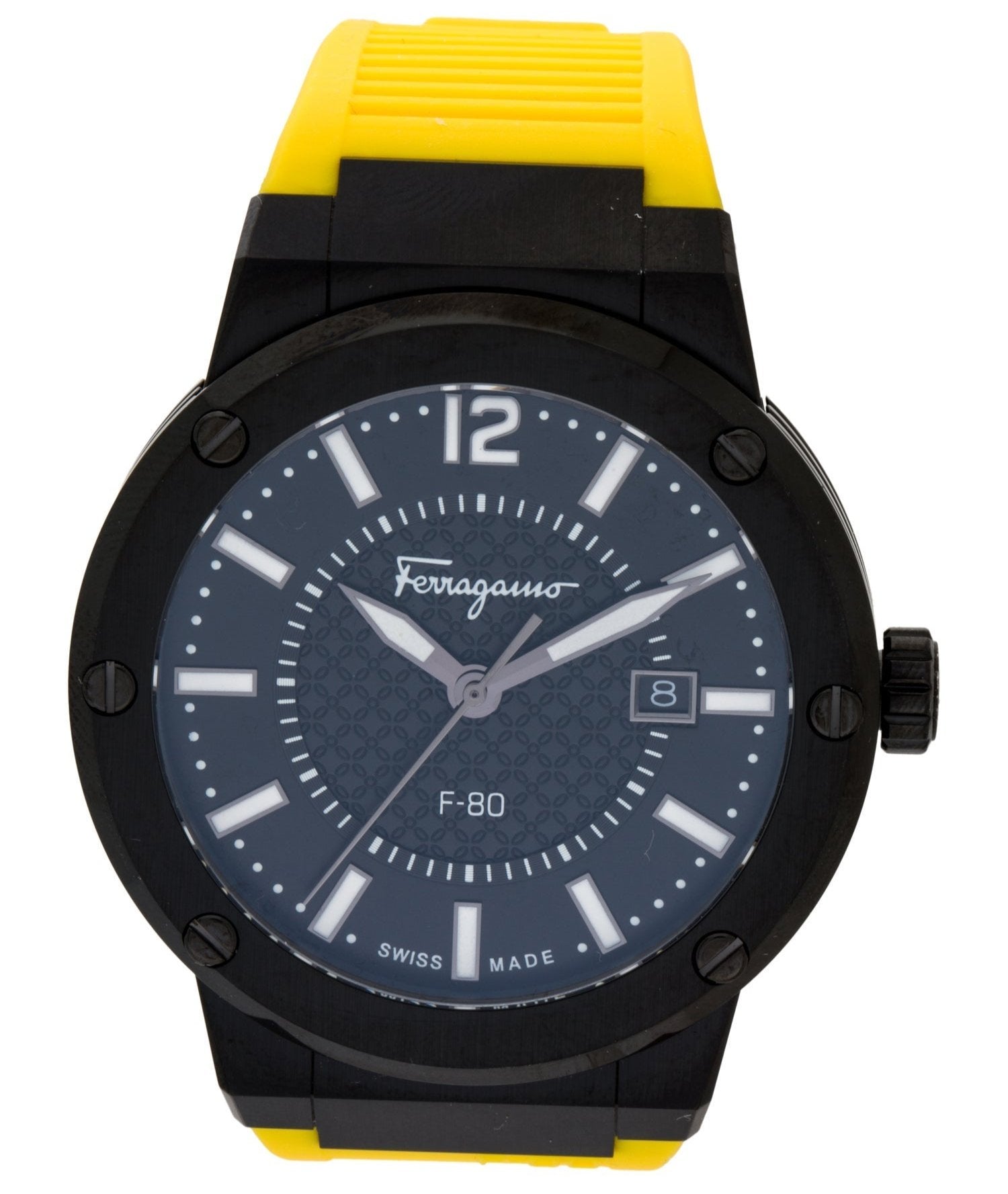  Shop Authentic Salvatore Ferragamo F-80 Classic Black Dial Yellow Rubber Strap Watch for Men - SFHY01522 - Luxxuri