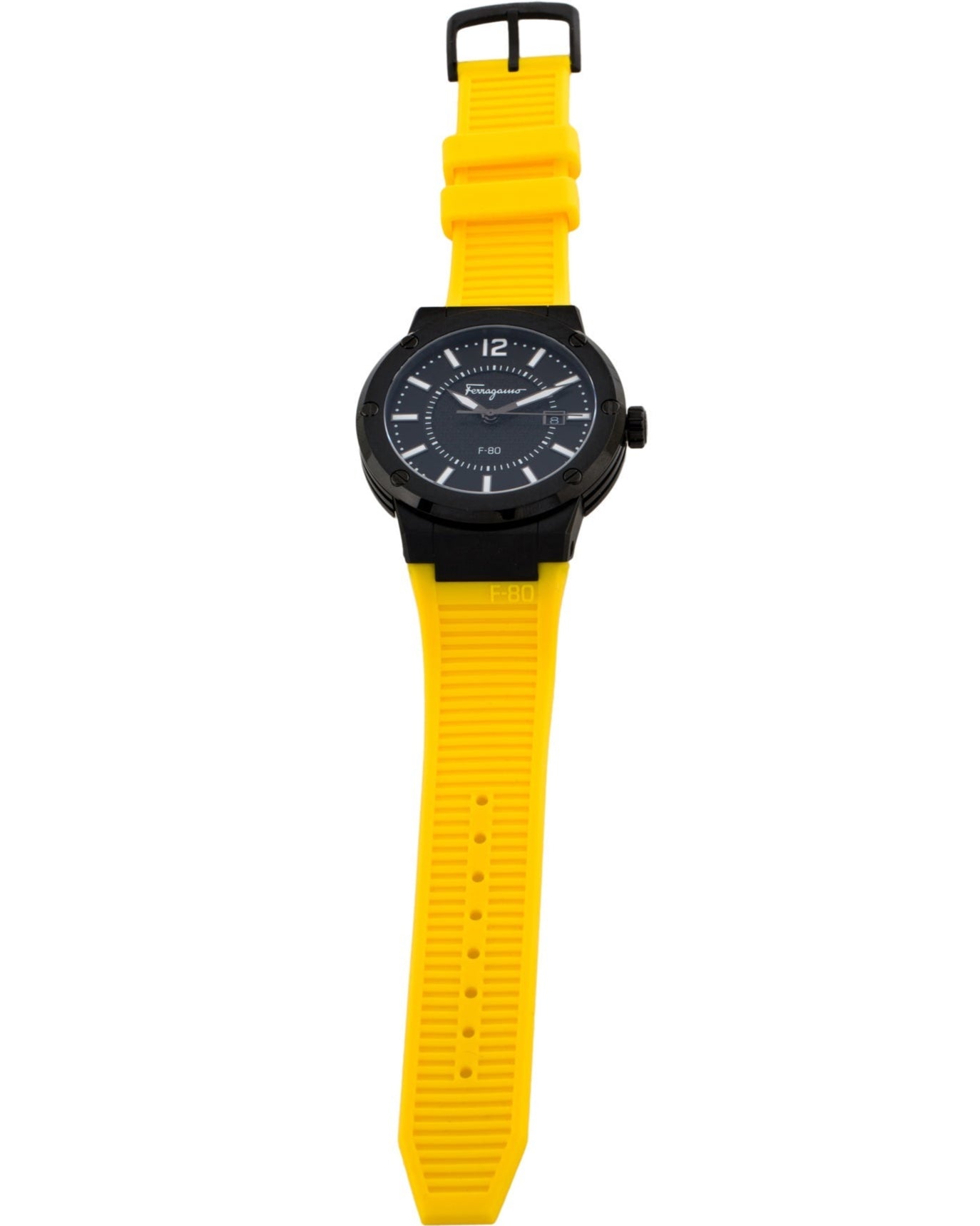  Shop Authentic Salvatore Ferragamo F-80 Classic Black Dial Yellow Rubber Strap Watch for Men - SFHY01522 - Luxxuri