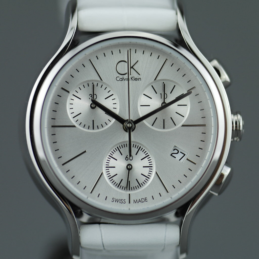  Shop Authentic Calvin Klein Skirt White Dial White Leather Strap Watch for Women - K2U291L6 - Luxxuri