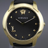  Shop Authentic Versace Audrey Quartz Black Dial Black Leather Strap Watch for Women - VELR00319 - Luxxuri