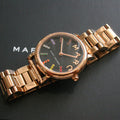 Marc Jacobs Roxy Black Dial Rose Gold Steel Strap Watch for Women - MJ3569
