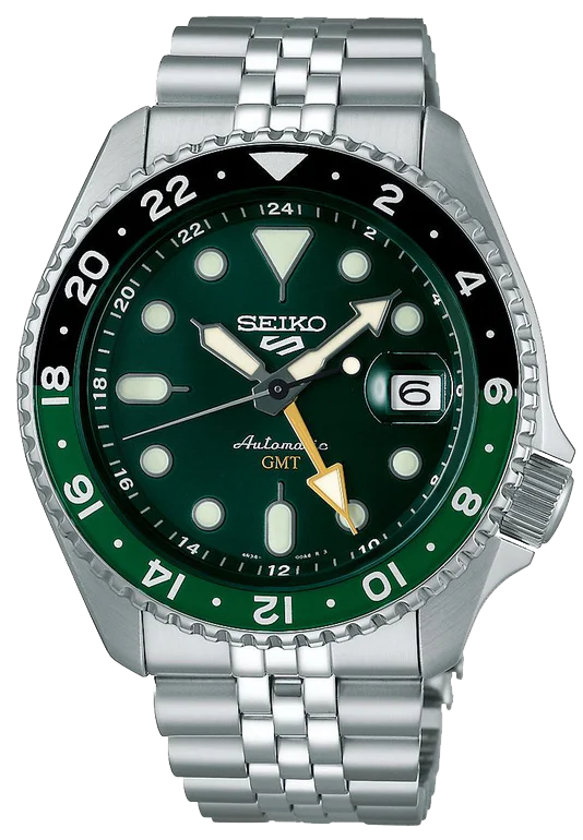 Shop Authentic Seiko 5 Sports SKX GMT Automatic Green Dial Silver Steel Strap Watch For Men - SSK035K1 - Luxxuri