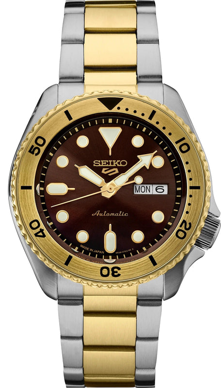  Shop Authentic Seiko 5 Sports Automatic Brown Dial Two Tone Steel Strap Watch For Men - SRPK24 - Luxxuri