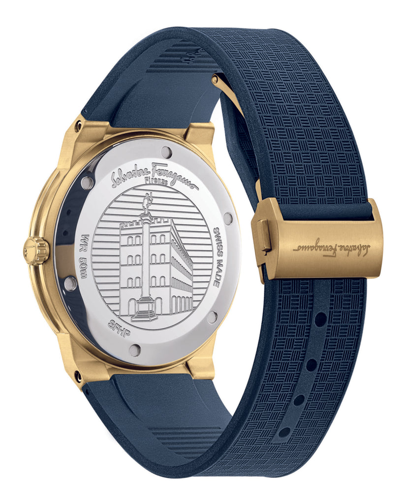  Shop Authentic Salvatore Ferragamo Sapphire Blue Dial Blue Rubber Strap Watch for Men - SFHP00220 - Luxxuri