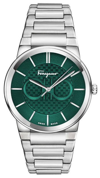  Shop Authentic Salvatore Ferragamo Sapphire Bracelet Green Dial Silver Steel Strap Watch For Men - SFHP01224 - Luxxuri