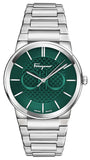  Shop Authentic Salvatore Ferragamo Sapphire Bracelet Green Dial Silver Steel Strap Watch For Men - SFHP01224 - Luxxuri
