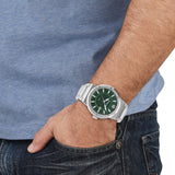  Shop Authentic Salvatore Ferragamo F-80 Bracelet Green Dial Silver Steel Strap Watch For Men - SFHY00621 - Luxxuri