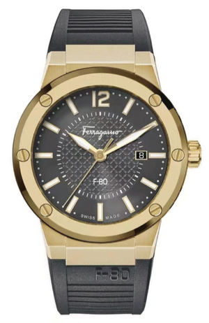  Shop Authentic Salvatore Ferragamo F-80 Classic Black Dial Black Rubber Strap Watch for Men - SFHY01621 - Luxxuri
