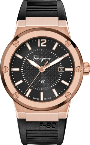  Shop Authentic Salvatore Ferragamo F-80 Classic Black Dial Black Rubber Strap Watch for Men - SFHY02522 - Luxxuri
