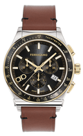 Salvatore Ferragamo 1927 Chrono Analog Black Dial Brown Leather Strap Watch for Men - SFKZ00323