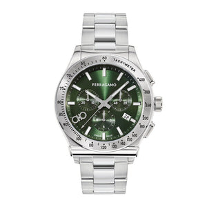  Shop Authentic Salvatore Ferragamo 1927 Chrono Green Dial Silver Steel Strap Watch for Men - SFKZ00423 - Luxxuri