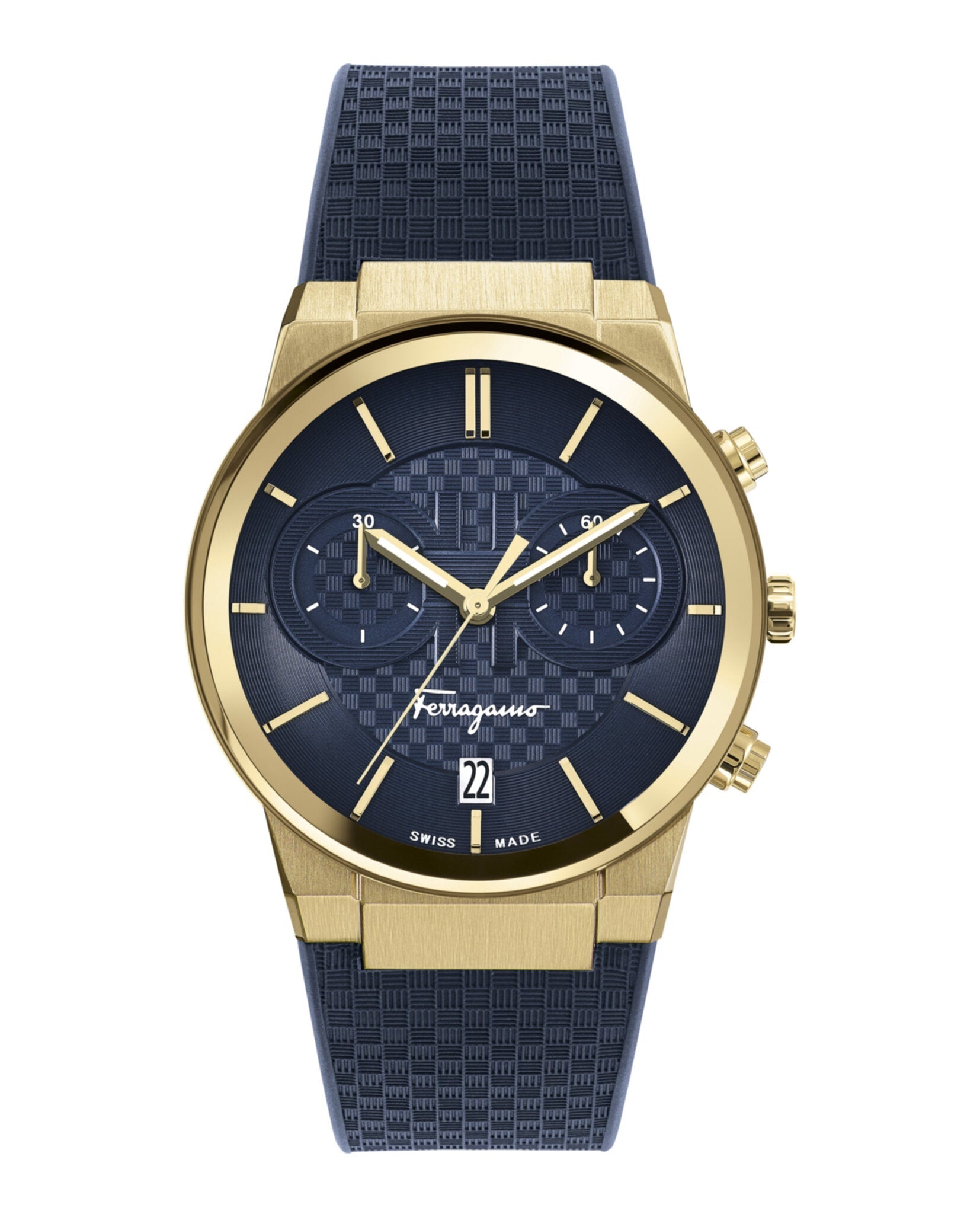  Shop Authentic Salvatore Ferragamo Sapphire Chrono Blue Dial Blue Silicone Strap Watch for Men - SFME00221 - Luxxuri