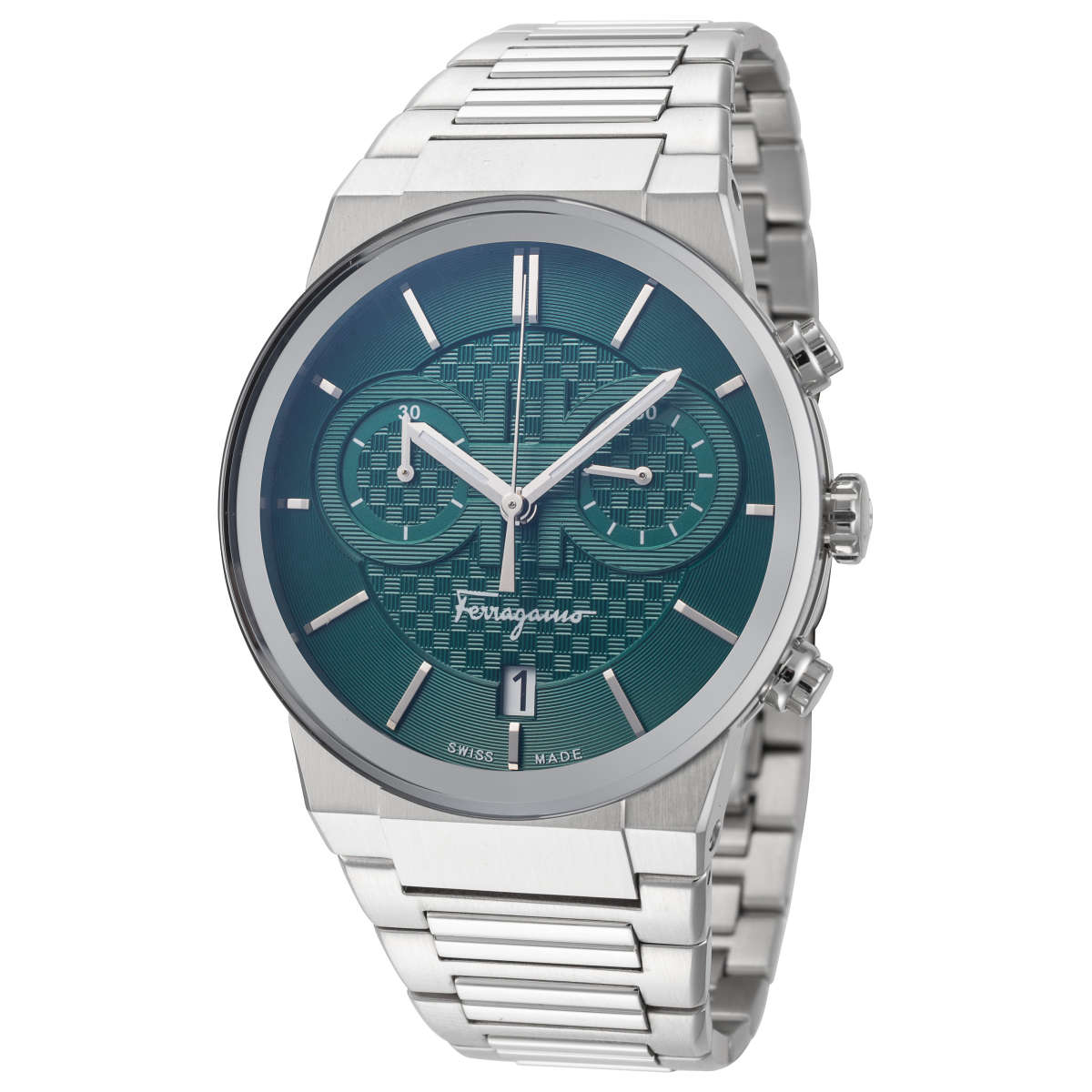  Shop Authentic Salvatore Ferragamo Sapphire Chrono Green Dial Silver Steel Strap Watch for Men - SFME00421 - Luxxuri