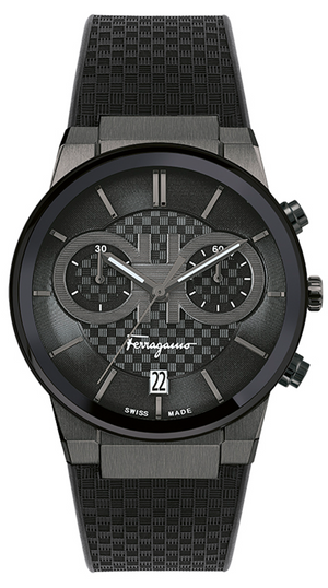  Shop Authentic Salvatore Ferragamo Sapphire Chrono Black Dial Black Rubber Strap Watch for Men - SFME00621 - Luxxuri