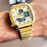  Shop Authentic Fossil Retro Analog-Digital Gold Dial Gold Steel Strap Watch for Men - FS5889 - Luxxuri