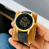  Shop Authentic Fossil Townsman Automatic Skeleton Black Dial Black Leather Strap Watch for Men - ME3210 - Luxxuri