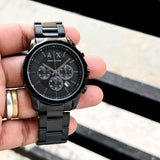  Shop Authentic Armani Exchange Banks Chronograph Black Dial Black Steel Strap Watch For Men - AX1722 - Luxxuri