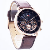  Shop Authentic Tommy Hilfiger Legend Analog Black Dial Brown Leather Strap Watch For Men - 1710566 - Luxxuri