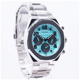  Shop Authentic Guess Empire Chronograph Quartz Sky Blue Dial Silver Steel Strap Watch For Men - GW0489G3 - Luxxuri