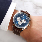  Shop Authentic Hugo Boss Pioneer Chronograph Blue Dial Brown Leather Strap Watch For Men - 1513709 - Luxxuri
