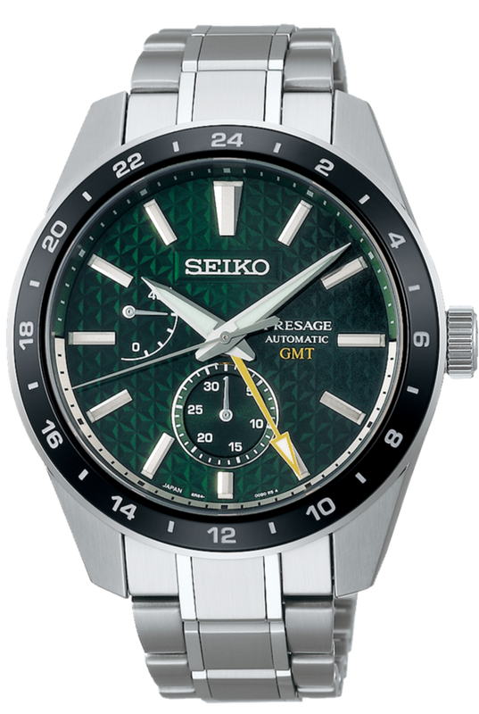  Shop Authentic Seiko Presage Sharp Edged Series GMT Green Dial Silver Steel Strap Watch For Men - SPB219J1 - Luxxuri