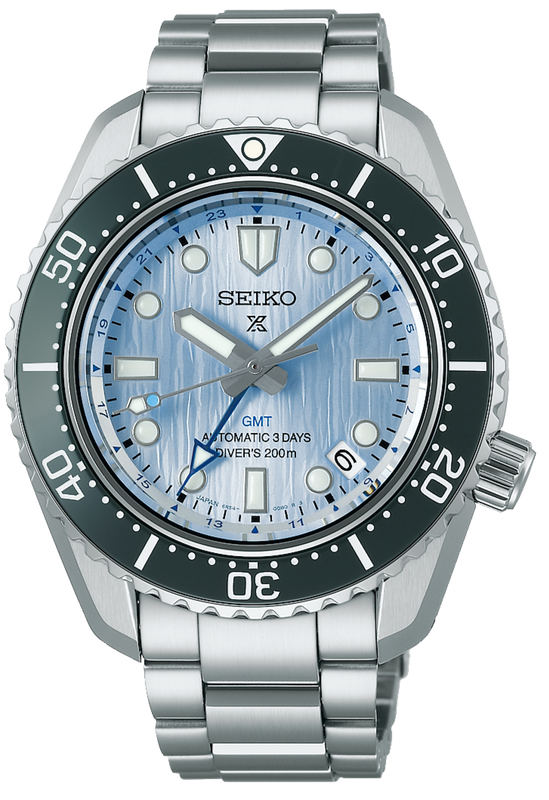  Shop Authentic Seiko Prospex Limited Edition Automatic GMT Glacier Blue Dial Silver Steel Strap Watch For Men - SPB385J1 - Luxxuri