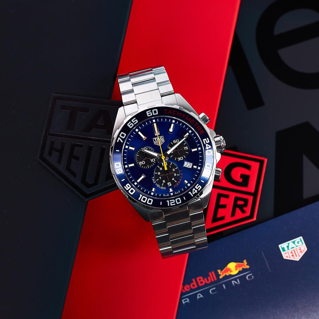  Shop Authentic Tag Heuer Formula 1 Red Bull Racing Chronograph Blue Dial Silver Steel Strap Watch for Men - CAZ101AK.BA0842 - Luxxuri