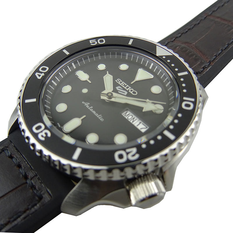  Shop Authentic Seiko 5 Sports SKX Automatic Black Dial Black Leather Strap Watch for Men - SRPD55K2 - Luxxuri