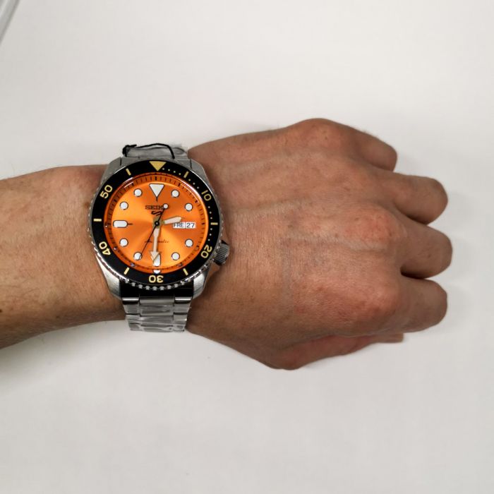  Shop Authentic Seiko 5 Sports Automatic Orange Dial Silver Steel Strap Watch For Men - SRPD59K1 - Luxxuri