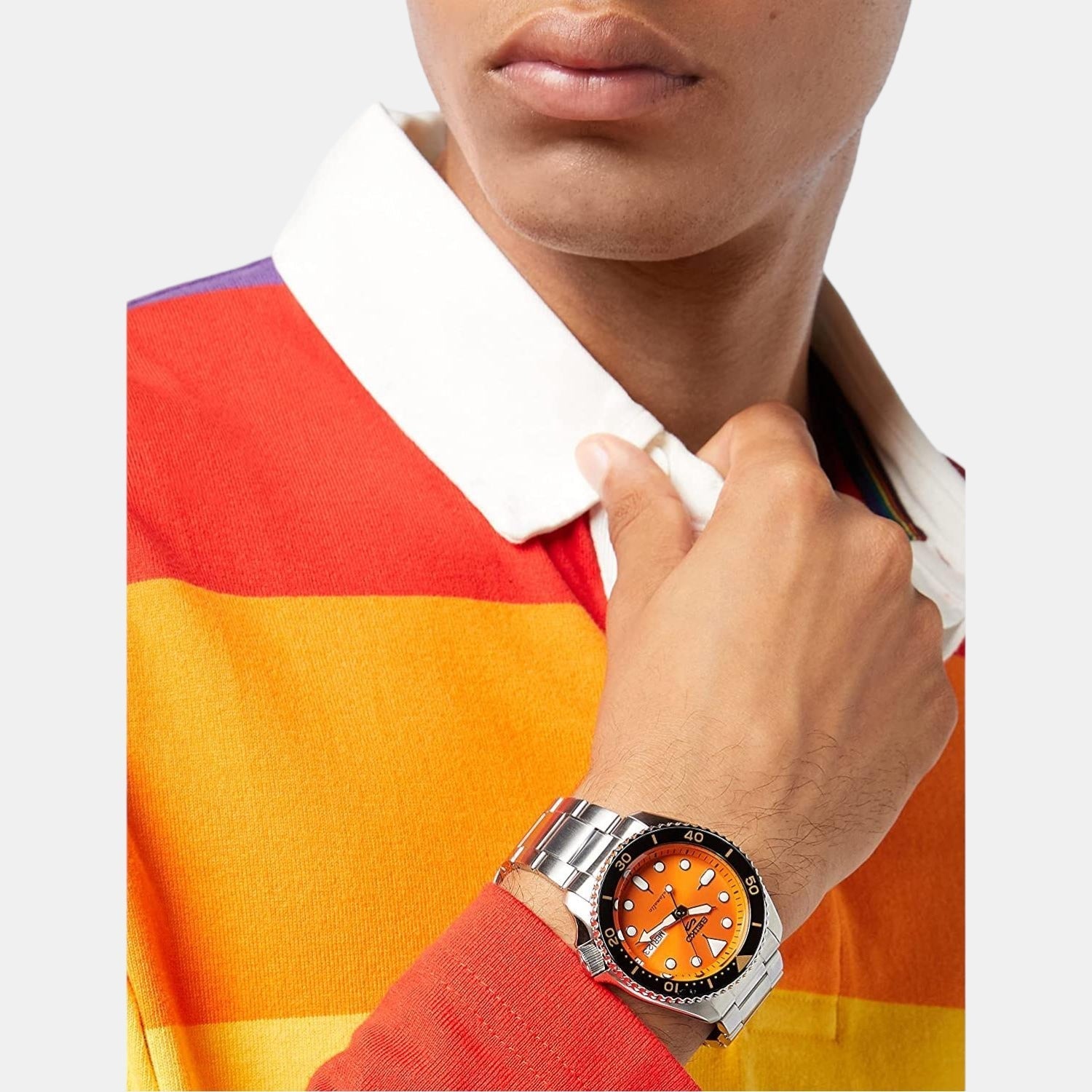  Shop Authentic Seiko 5 Sports Automatic Orange Dial Silver Steel Strap Watch For Men - SRPD59K1 - Luxxuri