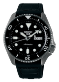 Seiko 5 Sport Automatic Black Dial Black Silicone Strap Watch For Men - SRPD65K3