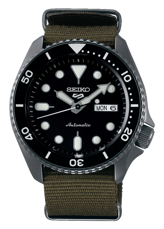  Shop Authentic Seiko 5 Sport Automatic Black Dial Green Nylon Strap Watch For Men - SRPD65K4 - Luxxuri