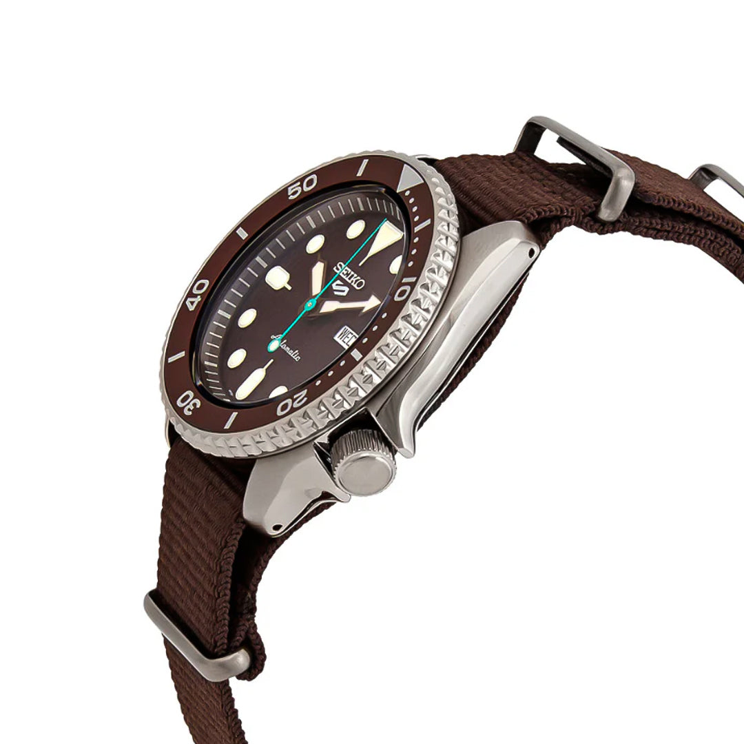  Shop Authentic Seiko 5 Sport Automatic Brown Dial Brown Nylon Strap Watch For Men - SRPD85K1 - Luxxuri