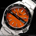  Shop Authentic Seiko 5 Sports Double Hurricane Retro Orange Dial Silver Steel Strap Watch For Men - SRPK11K1 - Luxxuri