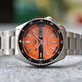  Shop Authentic Seiko 5 Sports Double Hurricane Retro Orange Dial Silver Steel Strap Watch For Men - SRPK11K1 - Luxxuri