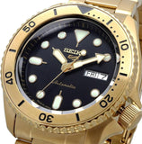 Shop Authentic Seiko 5 Sports Automatic Black Dial Gold Steel Strap Watch For Men - SRPK18 - Luxxuri