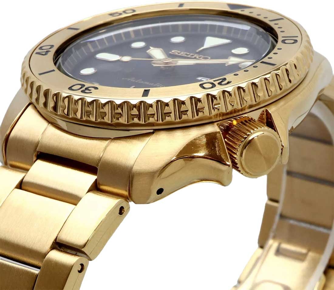  Shop Authentic Seiko 5 Sports Automatic Black Dial Gold Steel Strap Watch For Men - SRPK18 - Luxxuri