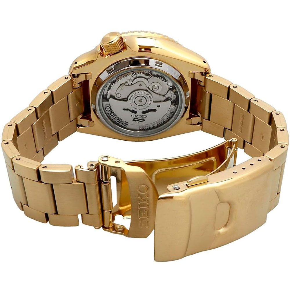 Shop Authentic Seiko 5 Sports US Special Edition Automatic Blue Dial Gold Steel Strap Watch For Men - SRPK20 - Luxxuri