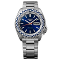 Seiko 5 Sports Petrol Blue Checker Flag Special Edition Blue Dial Silver Steel Strap Watch For Men - SRPK65K1