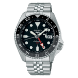  Shop Authentic Seiko 5 Sports Automatic GMT Black Dial Silver Steel Strap Watch For Men - SSK001K1 - Luxxuri