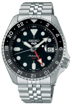  Shop Authentic Seiko 5 Sports Automatic GMT Black Dial Silver Steel Strap Watch For Men - SSK001K1 - Luxxuri
