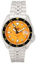  Shop Authentic Seiko 5 Sports GMT Automatic Orange Dial Silver Steel Strap Watch For Men - SSK005K1 - Luxxuri