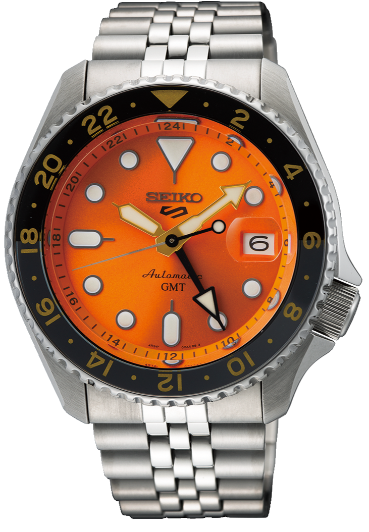  Shop Authentic Seiko 5 Sports GMT Automatic Orange Dial Silver Steel Strap Watch For Men - SSK005K1 - Luxxuri