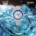 Seiko 5 Sports Automatic GMT SKX Sports Style Asia Exclusive Limited Edition Ice Blue Dial Silver Steel Strap Watch For Men - SSK029K1