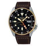  Shop Authentic Seiko 5 Sports SKX GMT Automatic Mocha Black Dial Brown Leather Strap Watch For Men - SSK036K1 - Luxxuri