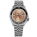 Seiko 5 Sports GMT Thong Sia Limited Edition Brown Dial Silver Steel Strap Watch for Men - SSK043K1