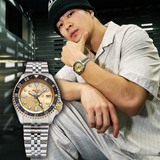  Shop Authentic Seiko 5 Sports GMT Automatic 70th Anniversary Taiwan Limited Edition Gold Dial Silver Steel Strap Watch For Men - SSK044K1 - Luxxuri