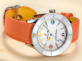  Shop Authentic Breitling Superocean Heritage '57 Pastel Paradise White Dial Orange Leather Watch for Women - A10340A11A1X1 - Luxxuri
